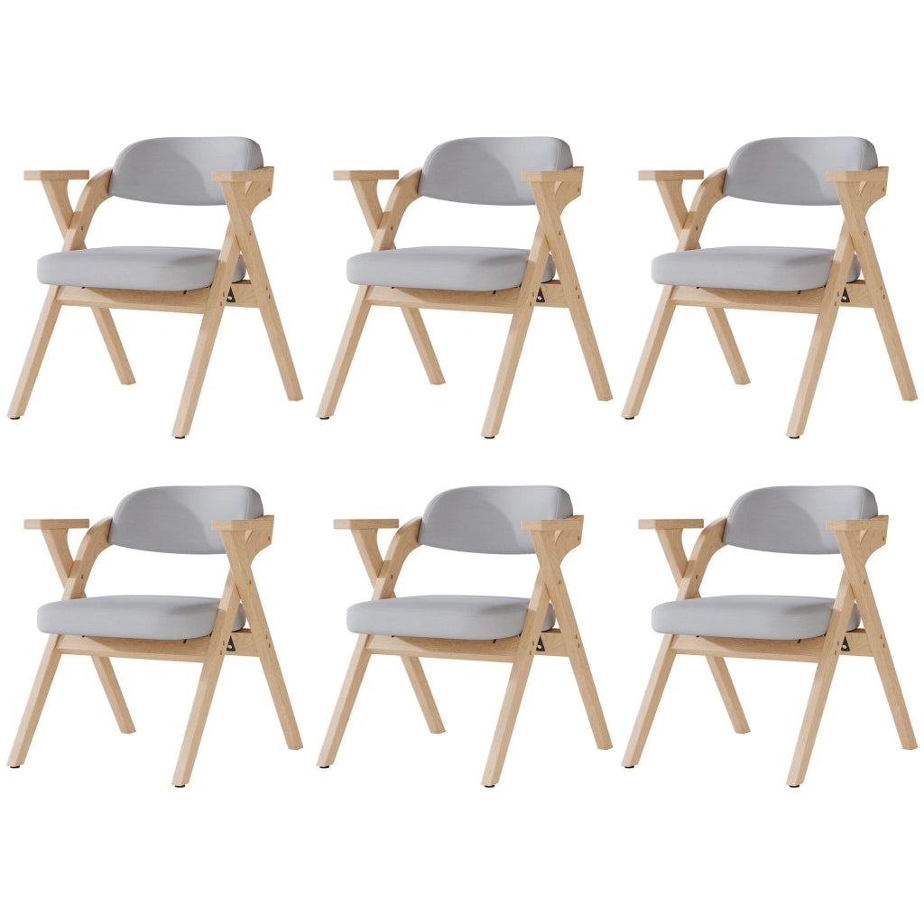 6 sedie pieghevoli in legno massello - Zephmum - Comode e traspiranti, stile moderno, lino grigio