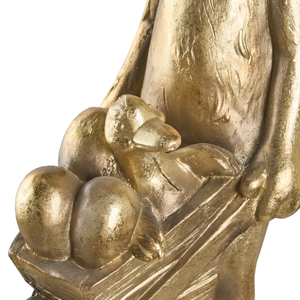 Statuetta da giardino in oro MgO 72 cm coniglio pasquale realizzata a mano decorazione per interni ed esterni con carriola tema primaverile