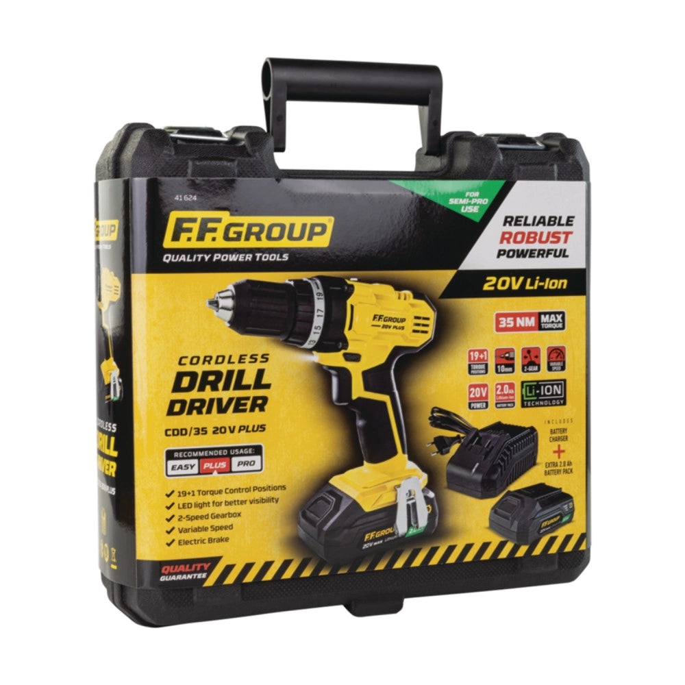 Ff group cdd/35 20v plus trapano avvitatore con 2 batterie - uso semi-professionale
