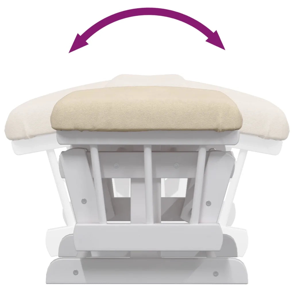 Poltrona | Sedia Relax Glider con Sgabello Bianco Crema in Tessuto