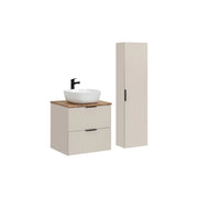 Set da bagno NOXERA 60 cm – Marrone Congo & Wotan – Lavabo in ceramica + colonna