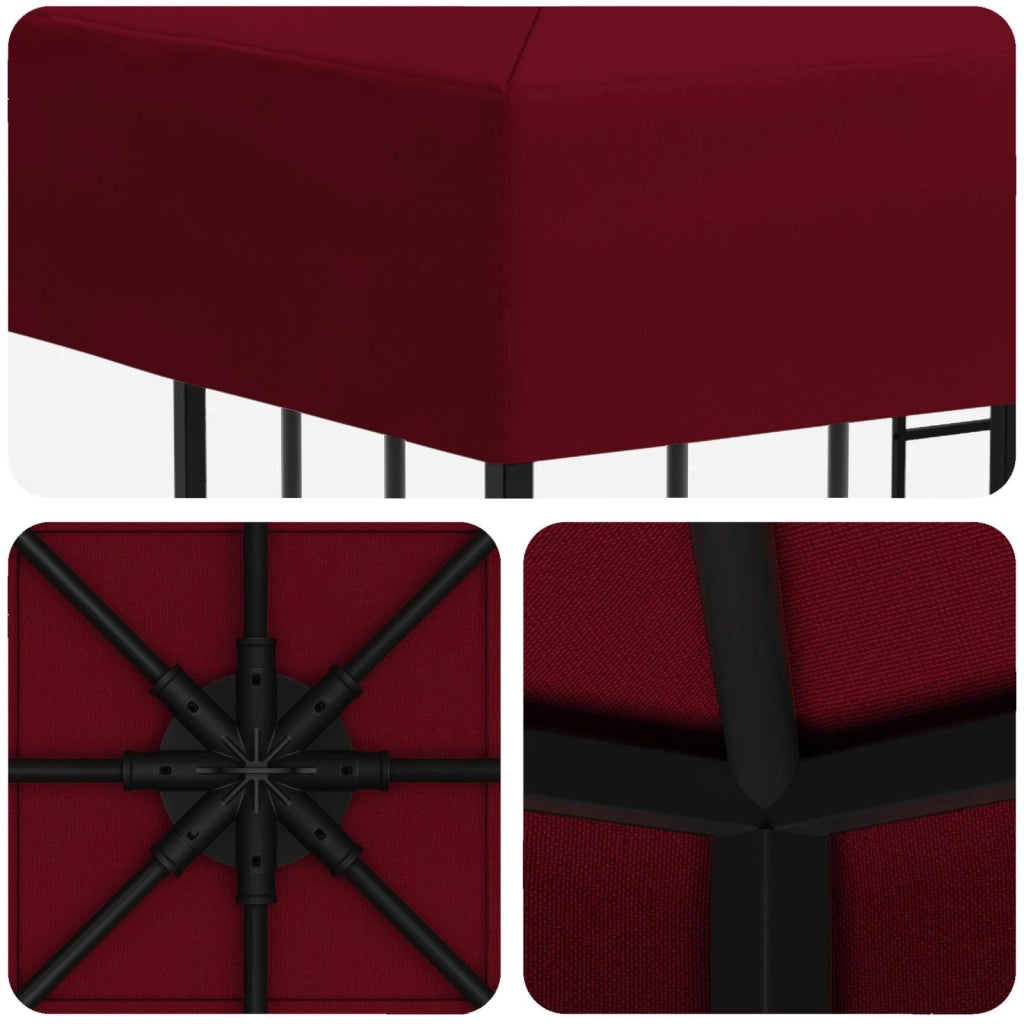 Gazebo | Pergolato 3 x 3 m Borgogna Poliestere e Acciaio 190 gsm