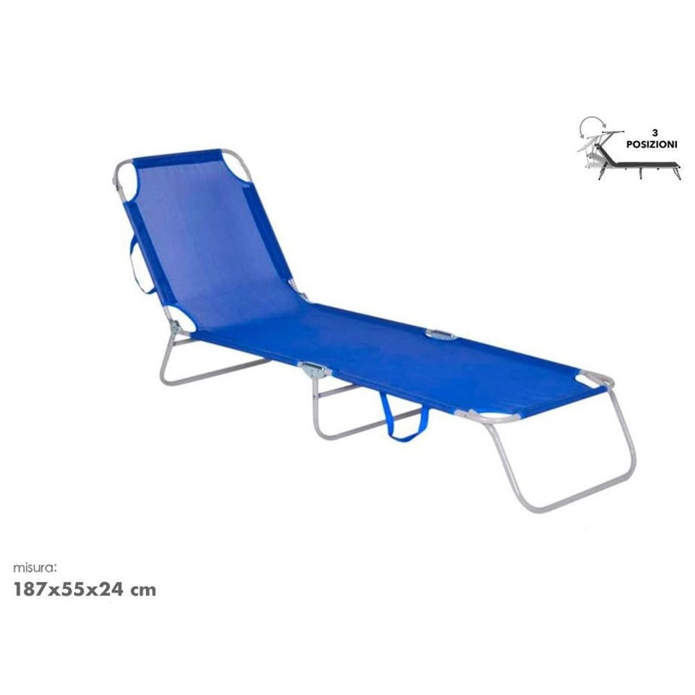 Trade Shop - Lettino In Textilene Blu Per Mare Giardino Schienale Regolabile In 3 Posizioni 281045 -