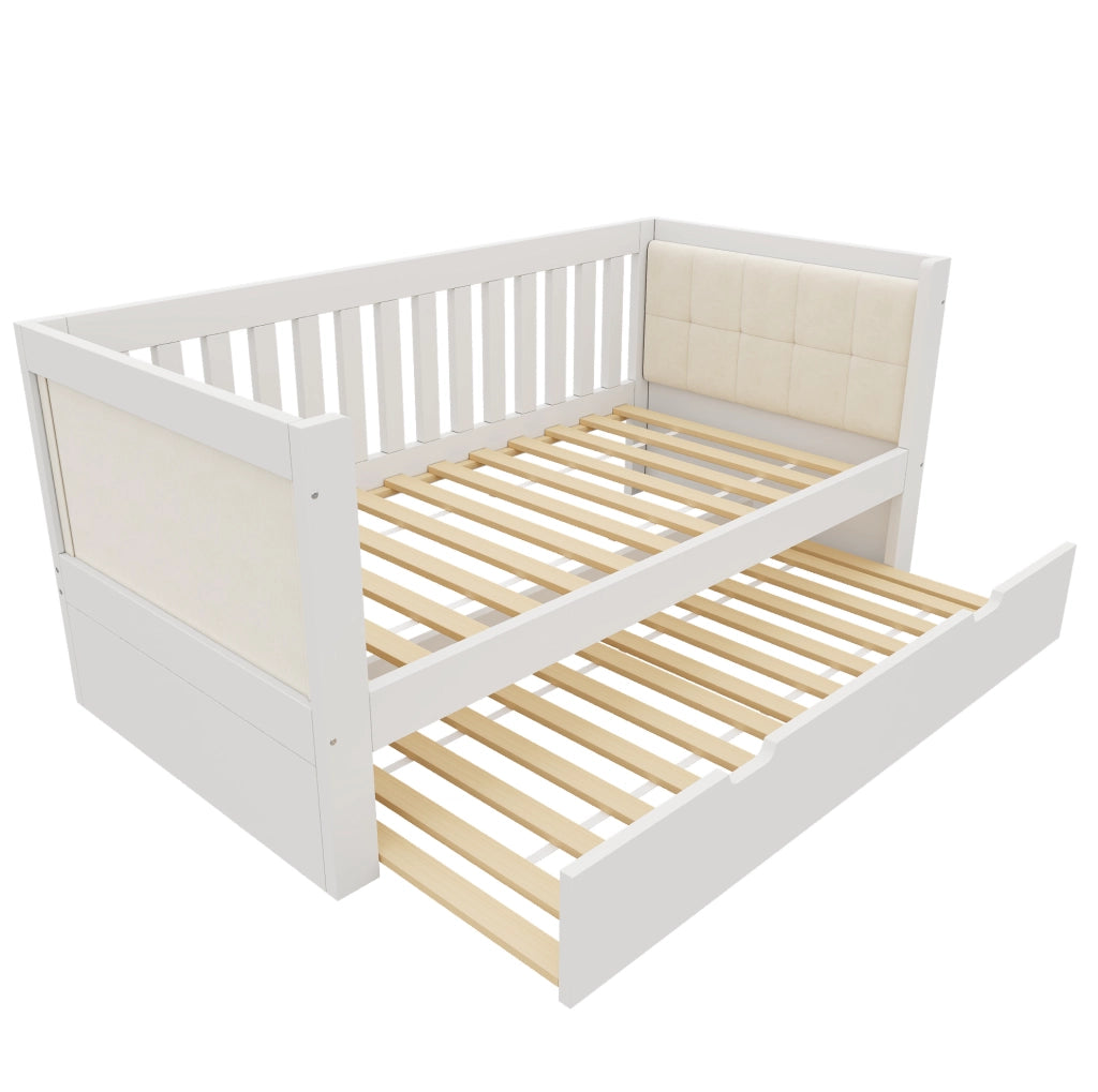 Letto da giorno con letto estraibile 90x190 cm; legno; bianco