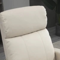 Poltrona Relax Massaggiante con Telecomando e 8 Programmi, Reclinazione e Poggiapiedi, 68x88x98cm, Crema