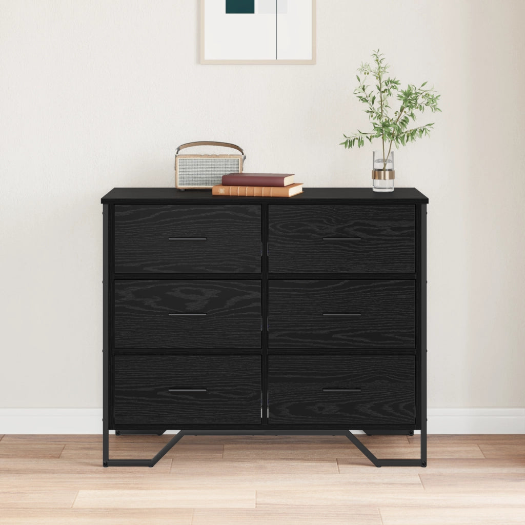 Cassettiera Rovere Nero 91x35.5x74.5 cm Legno ingegnerizzato