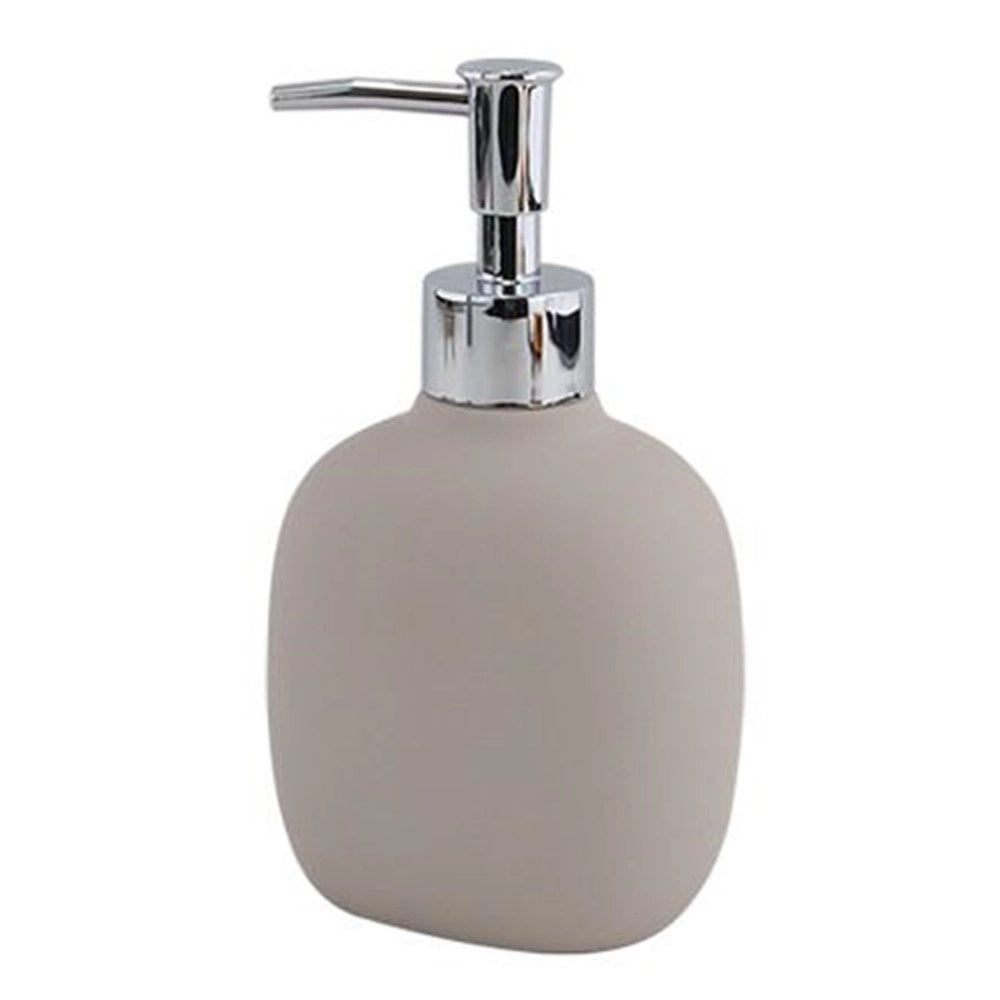 Trade Shop - Dispenser Sapone Liquido Tortora In Abs Con Pompa Cromo Per Bagno Accessorio 87813 -