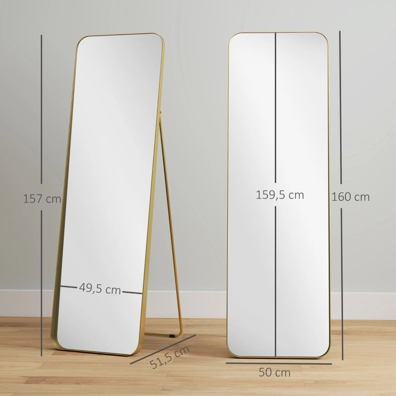 SPECCHIO Intero inclinabile 160x40 cm Oro, da terra o appoggiato