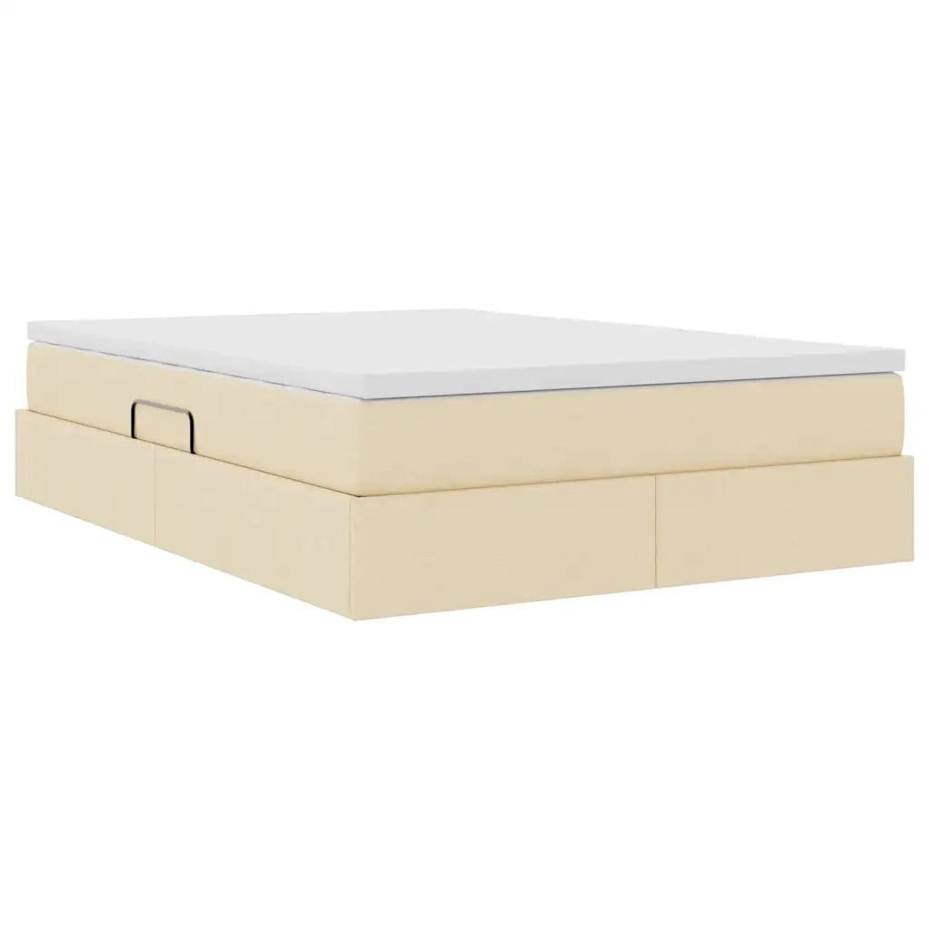 Letto con contenitore e materasso Crema 140 x 200 cm Poliestere 3370234