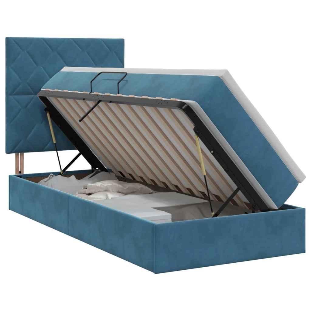 Letto con contenitore e materasso Blu Scuro 100 x 200 cm 3459733