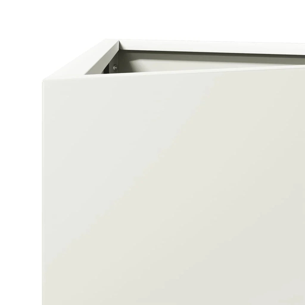 Fioriera rialzata per piante fiori giardino terrazze set da 2 triangolare 40 x 34,5 x 70 cm acciaio bianco 02_0039099
