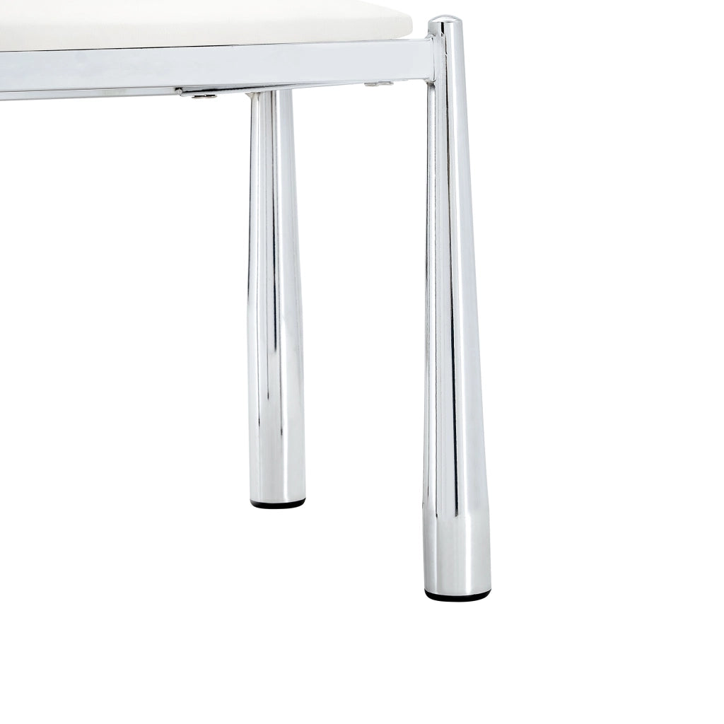 Sedia da Pranzo Set da 2 con Schienale Semicircolare Ergonomico e Gambe in Metallo, in PU Bianco