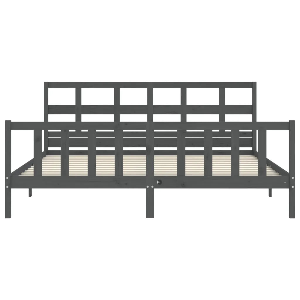 Giroletto con Testiera Grigio 200x200 cm in Legno Massello