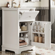 Mobile lavabo 51x46x87 cm con ripiano regolabile e lavabo integrato in MDF e ceramica bianco
