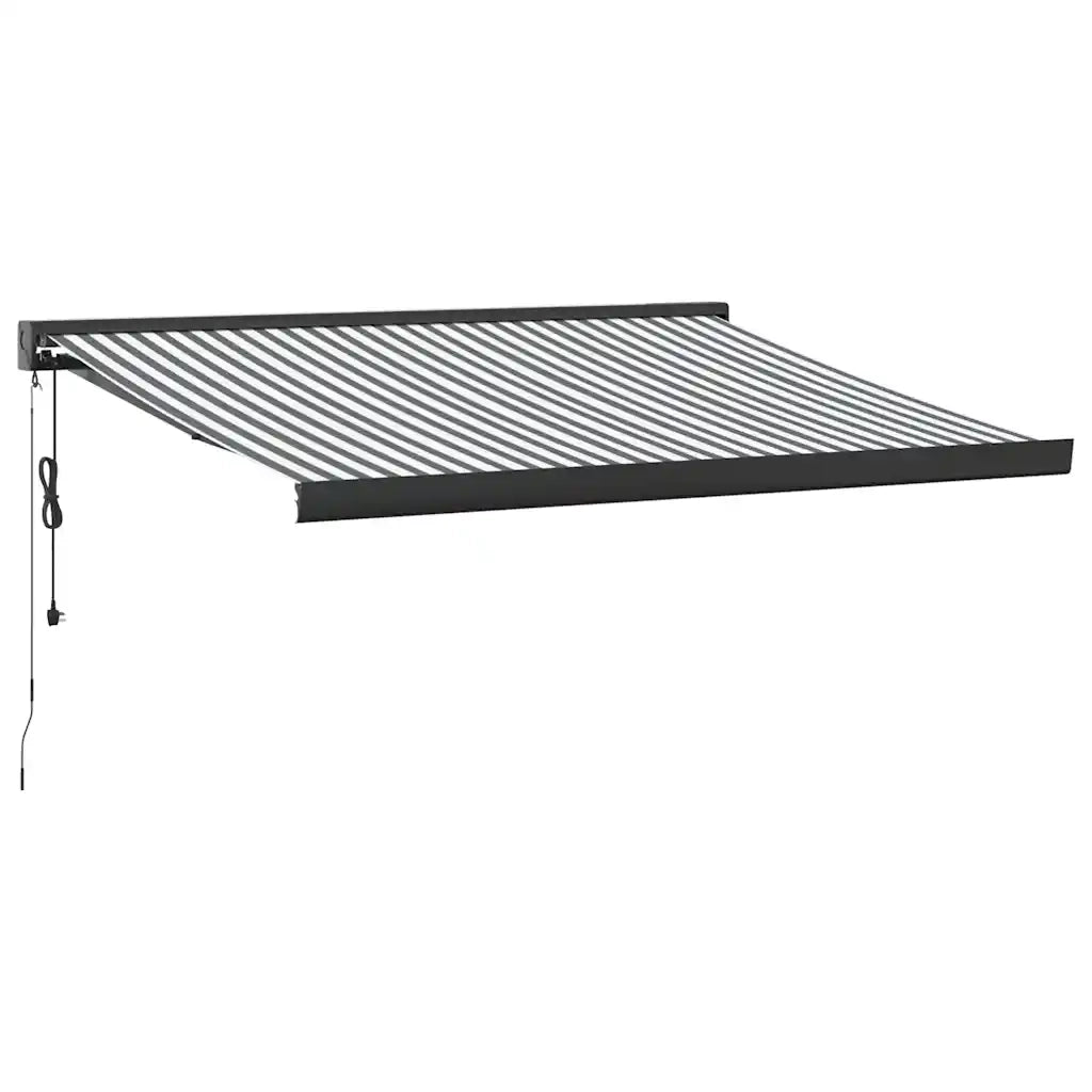 Tenda Retrattile Antracite e Bianca 3,5x2,5m Tessuto/Alluminio