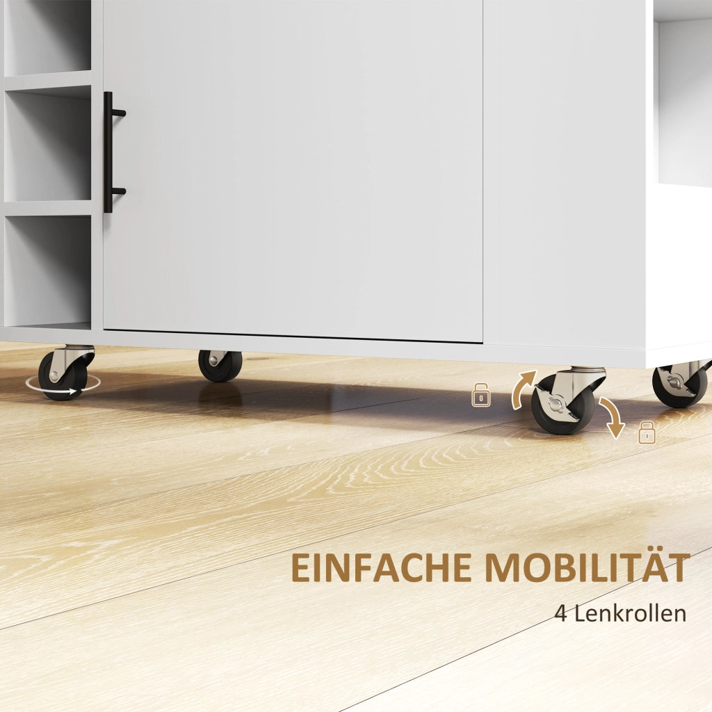 Carrello da cucina con tavolo, ripiani e scaffali ¨C zephmum ¨C bianco