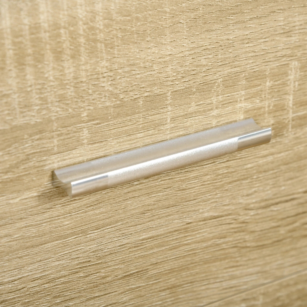 Cassettiera 4 Cassetti 76x35x72 cm in Legno e Maniglie in Alluminio Bianco e Rovere