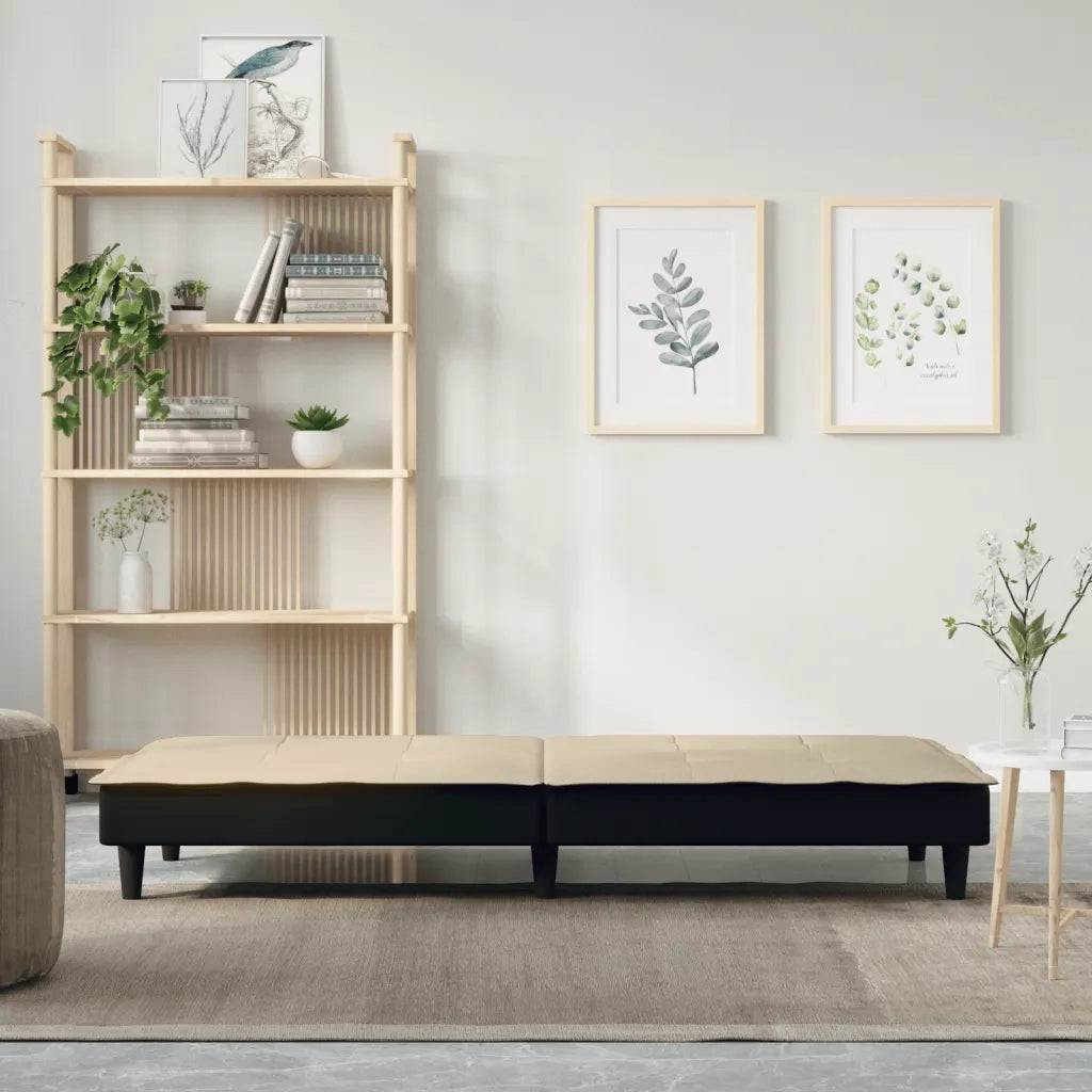 Divano Letto Crema in Tessuto 351916