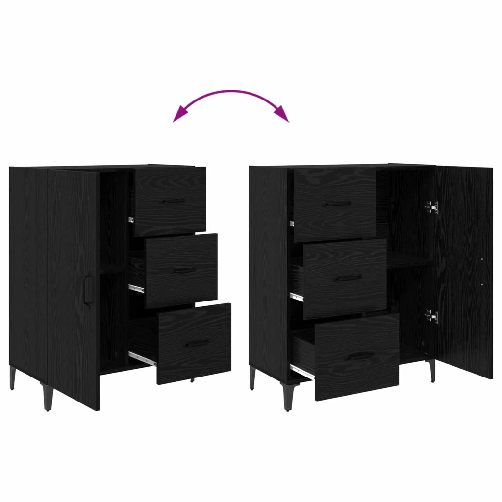 Credenza | Madia | Buffet da pranzo | Armadio da pranzo Rovere Nero 69,5 x 34 x 90 cm Legno multistrato