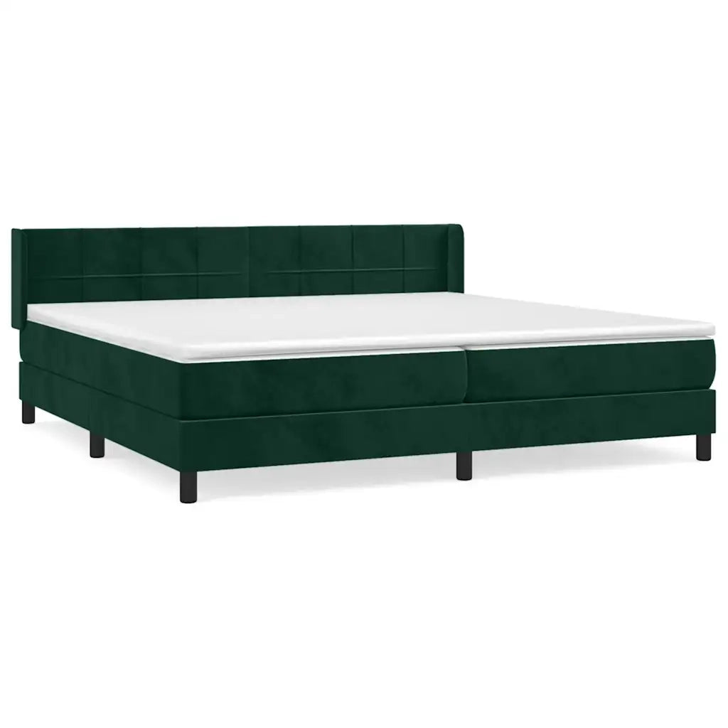 Giroletto a Molle con Materasso Verde Scuro 200x200 cm Velluto 3130982