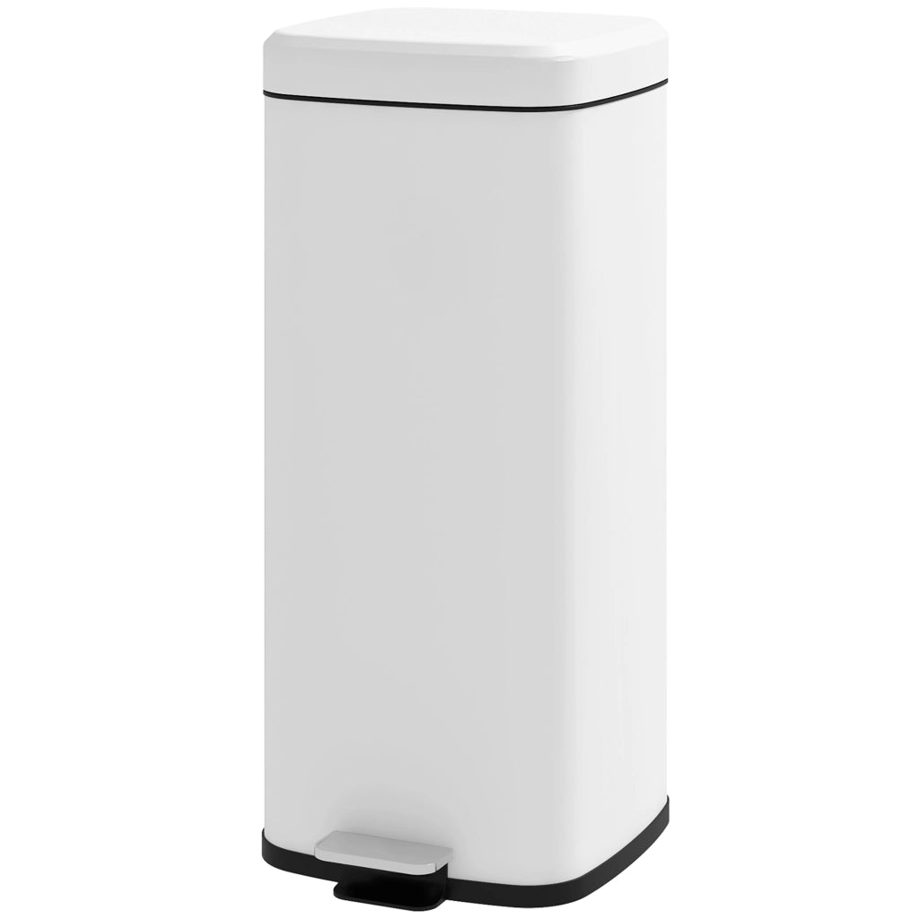 Cestino 30 Litri ¨C zephmum ¨C Bianco, Acciaio/Plastica, Soft-Close, Pedale, 28x35x63,5 cm