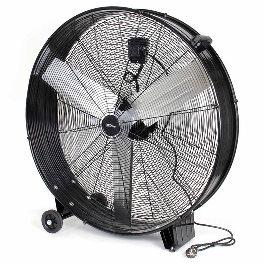 Ventilatore industriale 90 cm 360 W Ventilatore a tamburo da pavimento portatile con cavo e 3 velocità