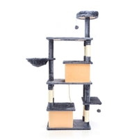 Fudajo Albero tiragraffi per gatti grigio scuro 161cm con graffiatoi in sisal