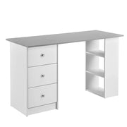 Scrivania per ufficio scrivania segretaria postazione computer con 3 cassetti e 3 ripiani piano in legno rivestito in melaminico 120 x 49 x 72 cm bianco e grigio chiaro 03_0006670