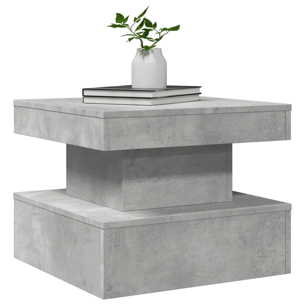 Tavolino da Salotto con Luci LED-Tavolino da soggiorno Grigio Cemento 50x50x40 cm 561502
