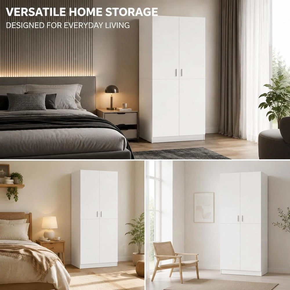 Wardrobe White 80x52x180 Cm Wood-based Material