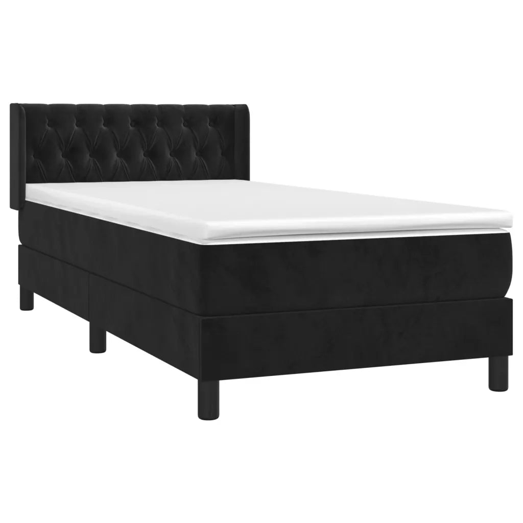 Giroletto a Molle con Materasso Nero 90x200 cm in Velluto 3131119
