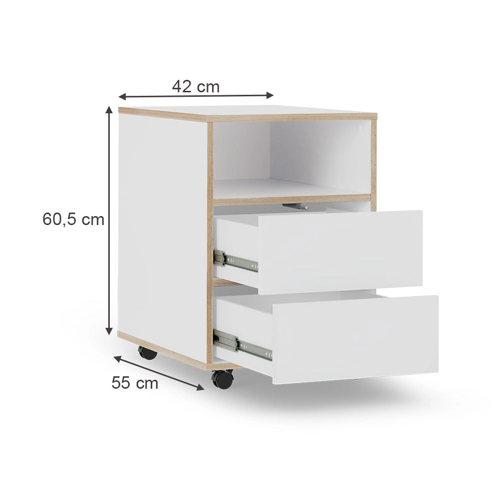 Vicco Contenitore per rotoli Bianco 42 x 55 cm con ripiani e 2 cassetti