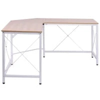 Scrivania Angolare a L con Piedini Regolabili, Scrivania pc in Legno e Acciaio, 150x150x76 cm, Rovere