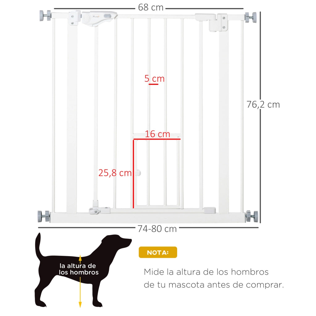 Barriera di sicurezza estensibile con porta e chiusura automatica ¨C zephmum ¨C 74-80x76.2 cm bianco