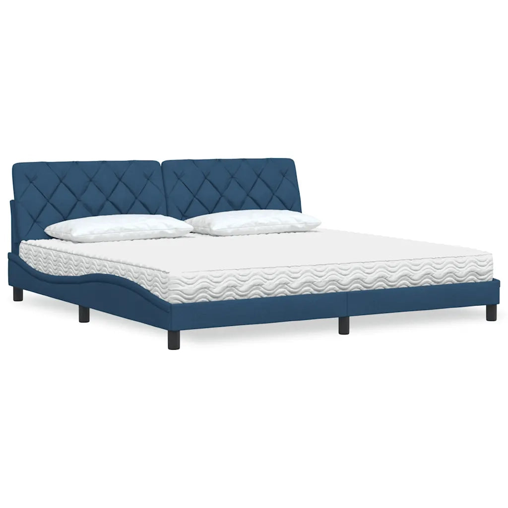 Letto con Materasso Blu 200x200 cm in Tessuto