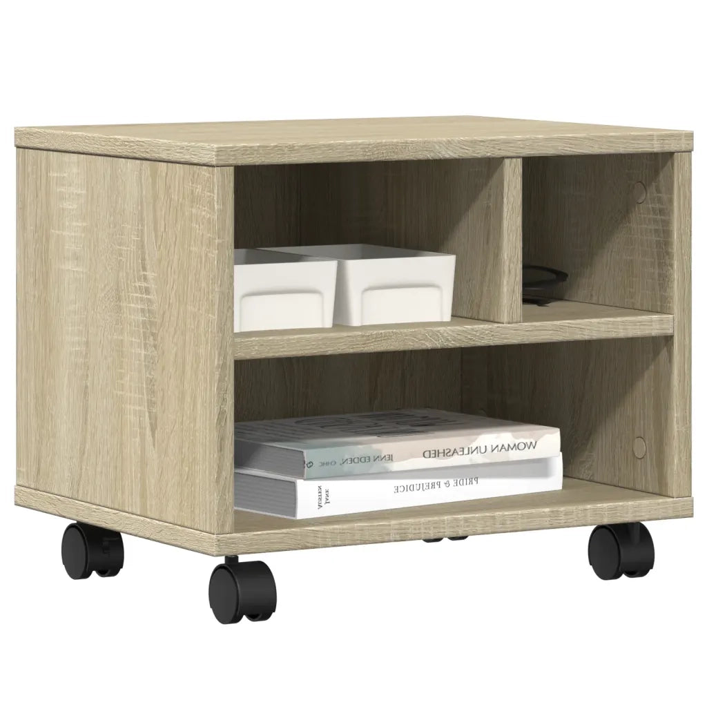 Supporto per Stampante con Ruote Rovere Sonoma 41x32x34,5 cm
