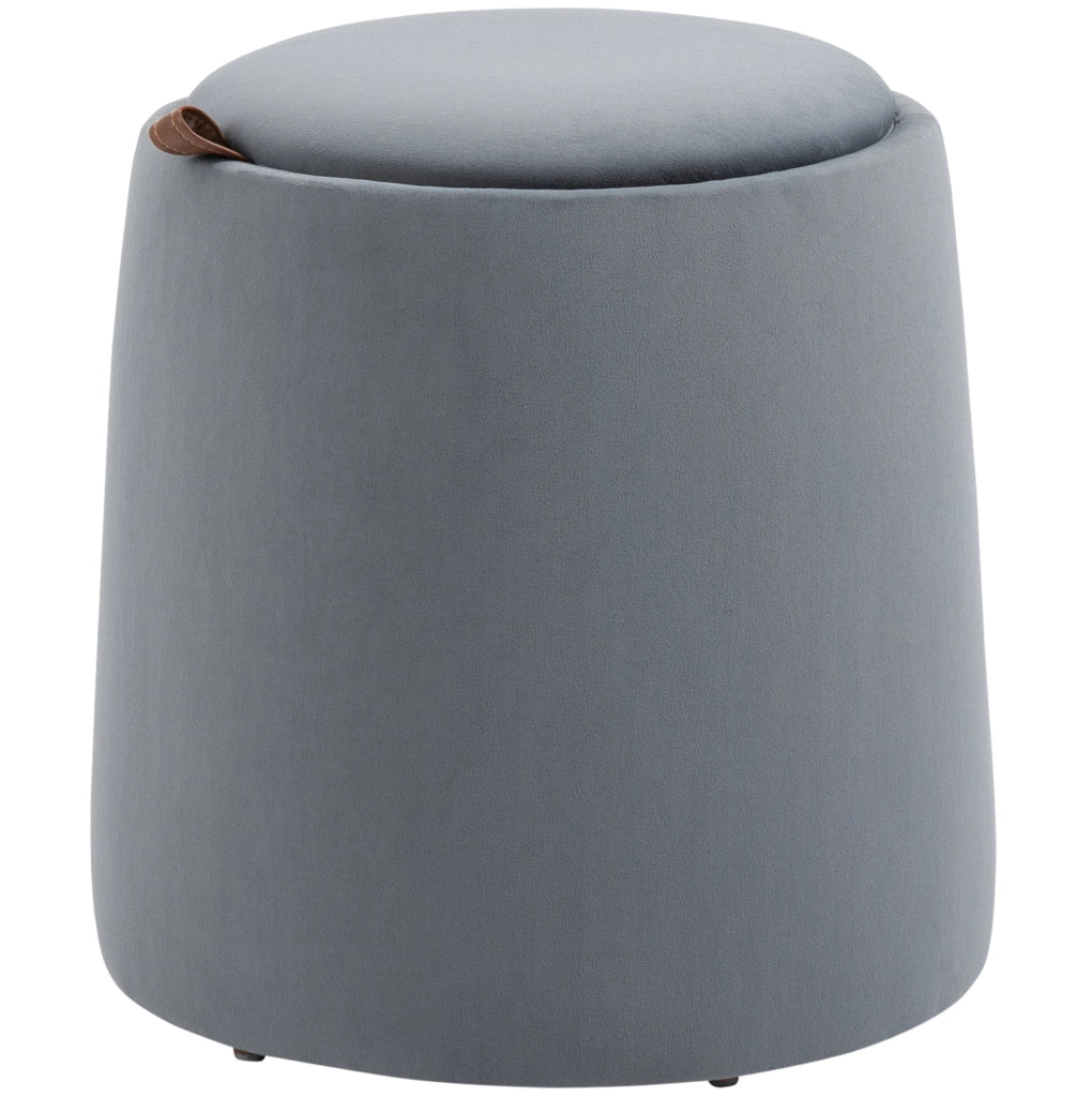 Pouf contenitore rotondo grigio con vassoio reversibile Ø44 cm