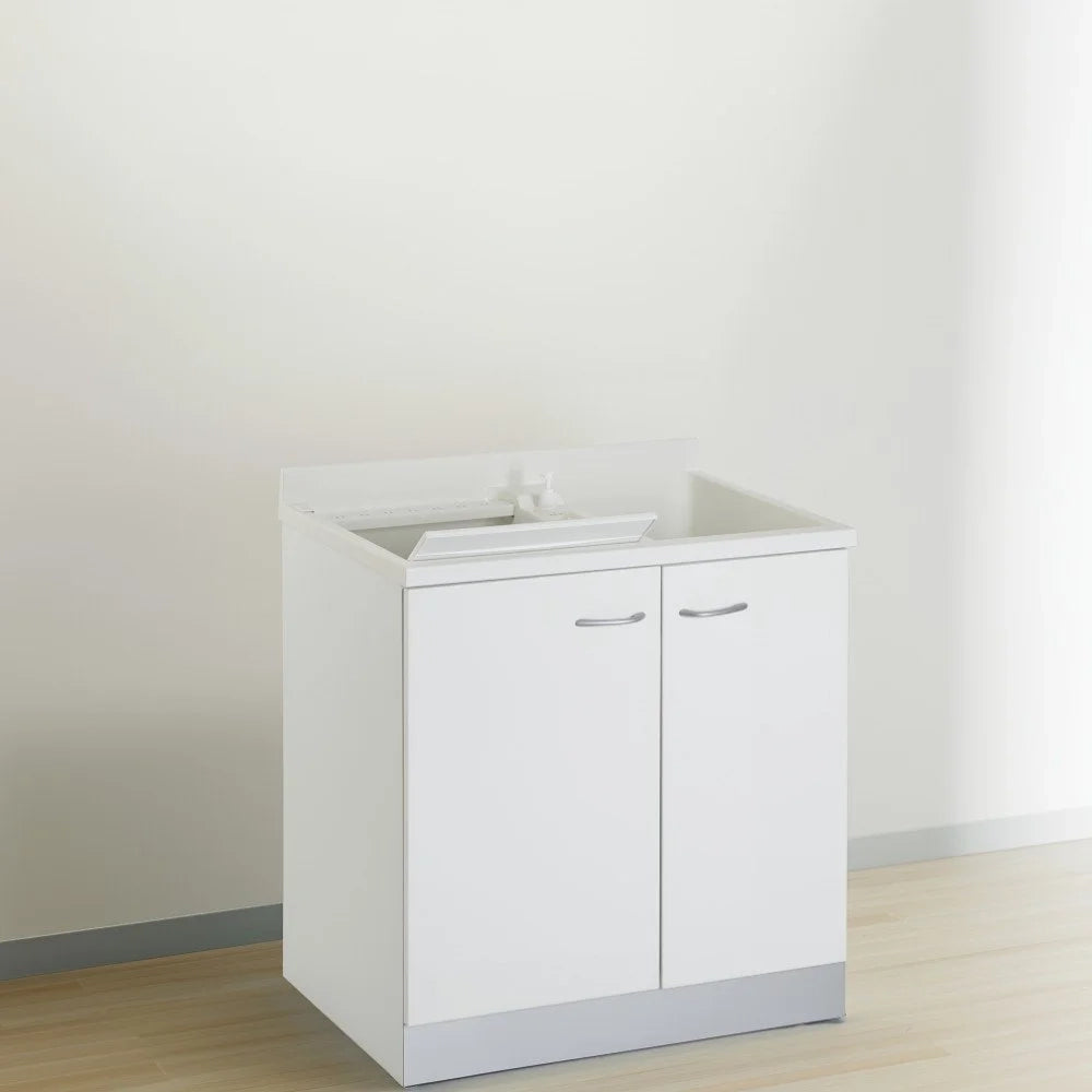 Mobile lavatoio 60x80 cm bianco con vasca in termoplastico, fondo salvagoccia e asse in termoplastico | Lavella