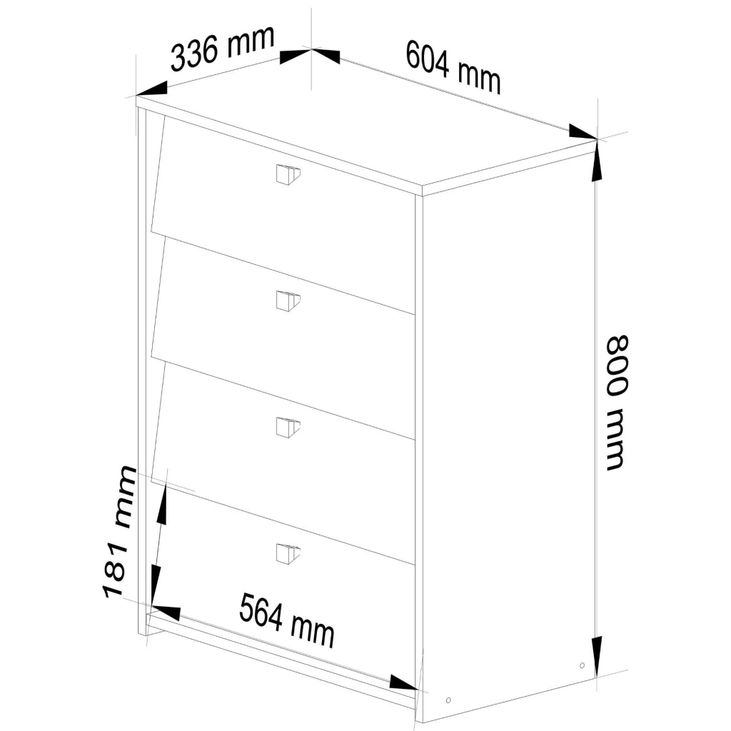 Scarpiera AKORD Bianco 60 cm 4 ante 60x33x80 cm