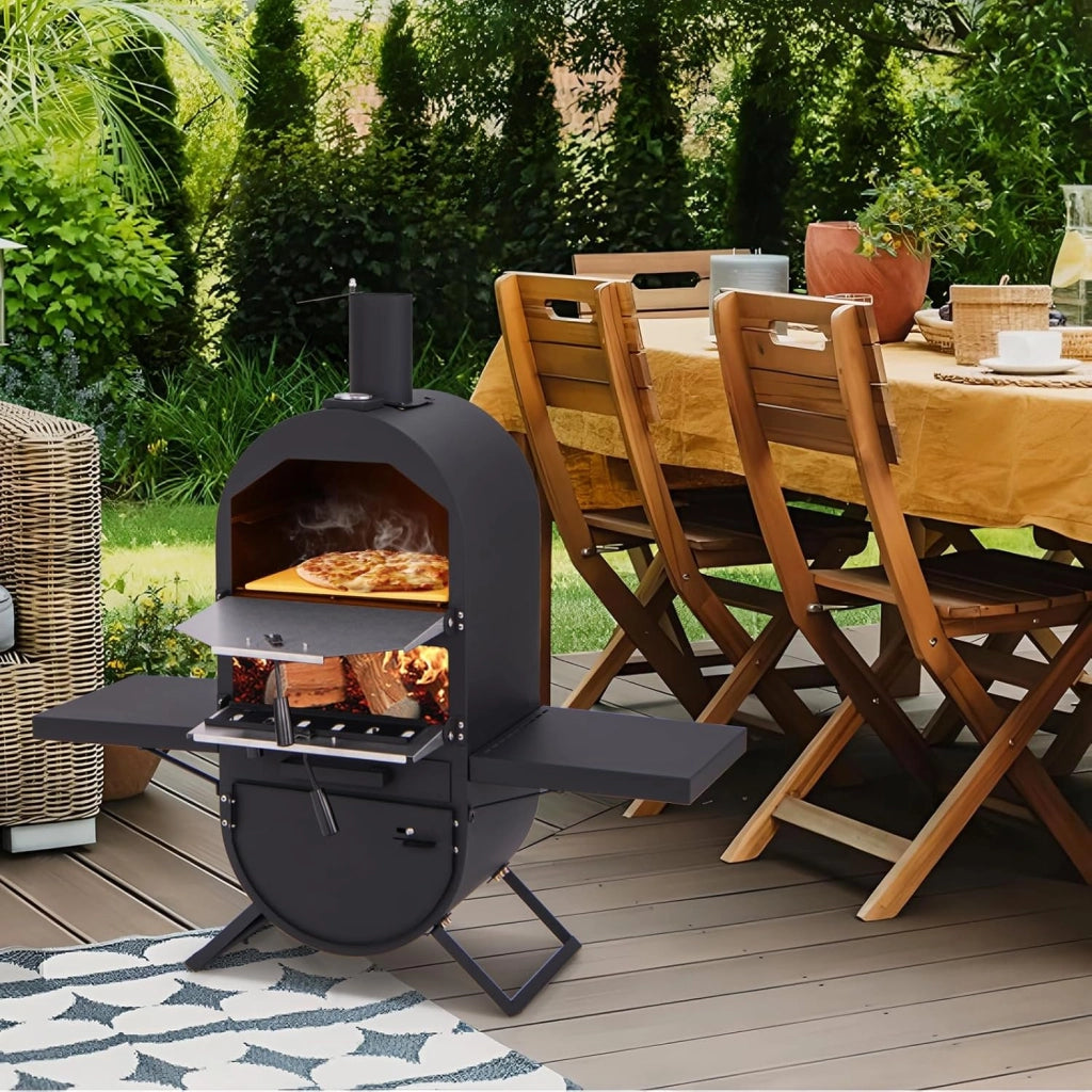 Forno per pizza da esterno a 2 strati, forno a legna portatile con borsa per il trasporto, pietra per pizza, pala per pizza, grill, termometro, forno per pizza per barbecue, campeggio