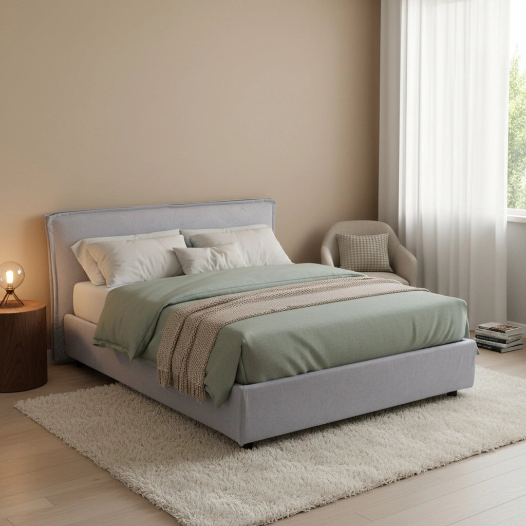 Letto Matrimoniale Bruzolo, Letto Matrimoniale Materasso Incluso Made in Italy, Grigio