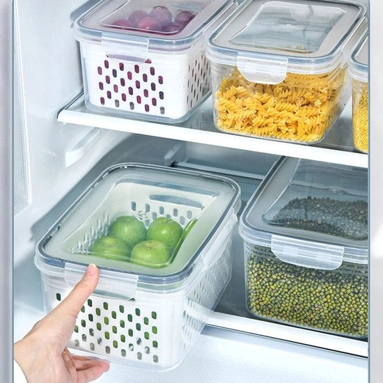 Organizzatori per Frigorifero, Scatole Organizzative per la Conservazione nel Frigorifero in Cucina, Bagno, Soggiorno, Risciacquo, 3 Pezzi