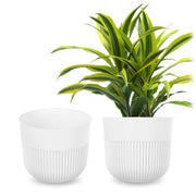 Vaso da fiori KADAX, Coprivaso, 17 cm, Plastica, Rotondo, A coste, Bianco