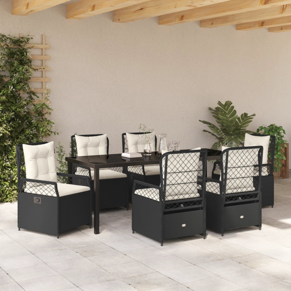 Set di Mobili da Giardino 7 Pezzi Nero Polyrattan
