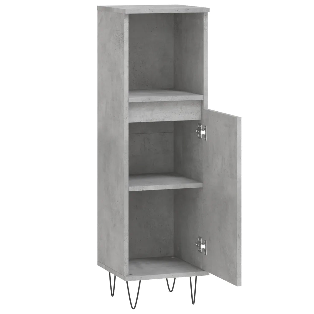 Armadietto Bagno | Armadio da bagno Grigio Cemento 30x30x100 cm Legno Multistrato