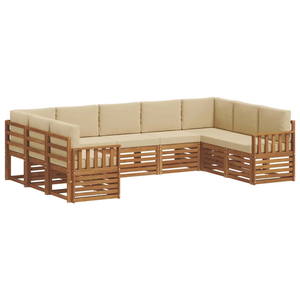 Set divano sezionale con cuscino 9 pcs Naturale e Beige 3375473