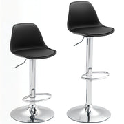 Set 2 Sgabelli da Bar 38x42x82-104 cm con Schienale e Poggiapiedi in PP Pelle PU e Acciaio Nero