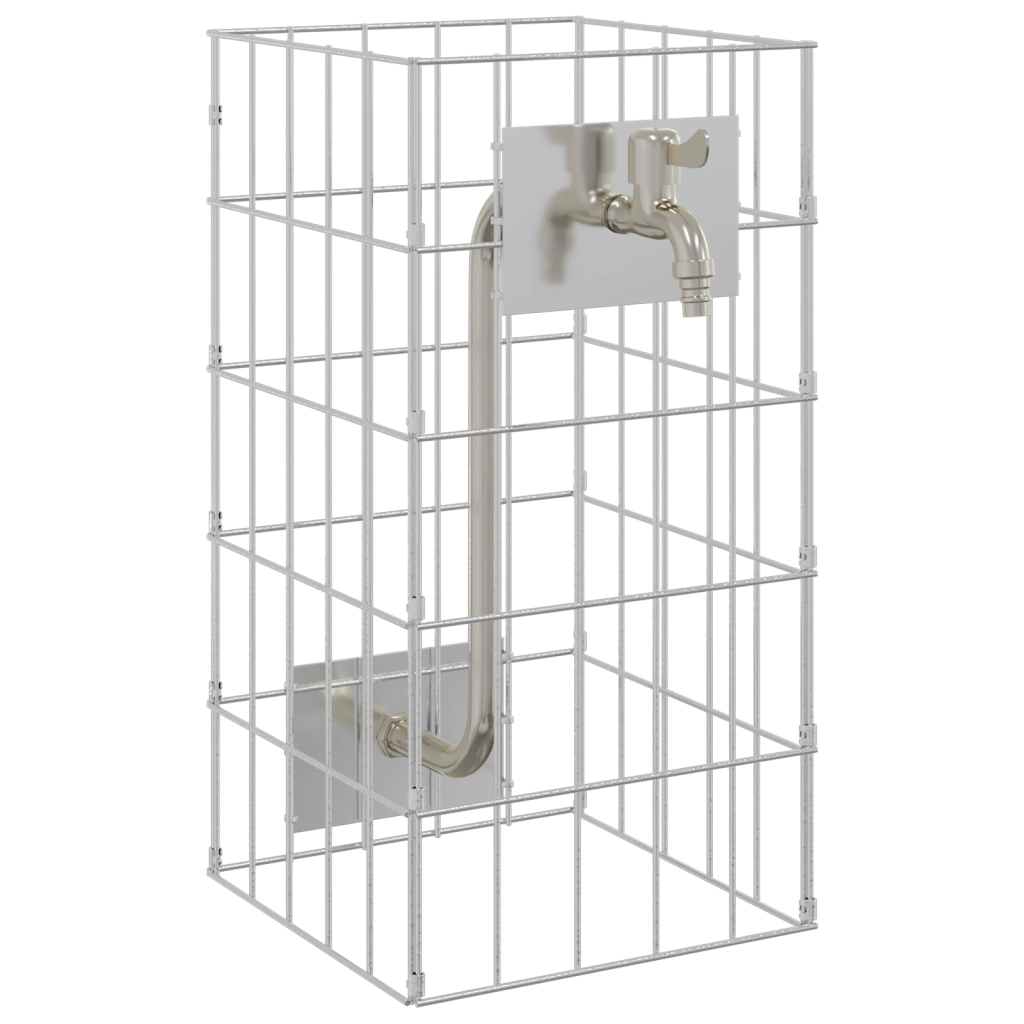 Colonna Gabion con Rubinetto 50x25x25 cm Acciaio Inox