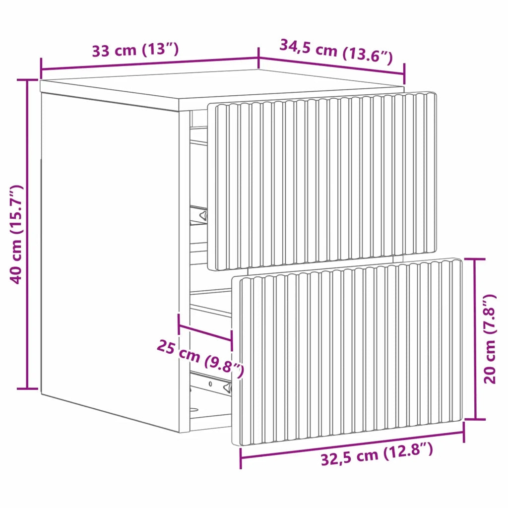 Mobiletto da notte a muro Legno antico 33 x 34,5 x 40 cm 898481