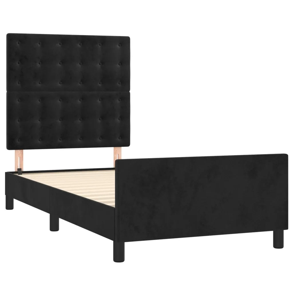 Giroletto con Testiera Nero 90x200 cm in Velluto cod mxl 62702